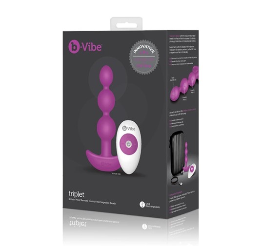 Koraliki analne wibrujące - B-Vibe Triplet Fuchsia